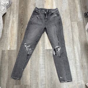 Distressed High-Rise Grey Ripped Women's Jeans LONG
